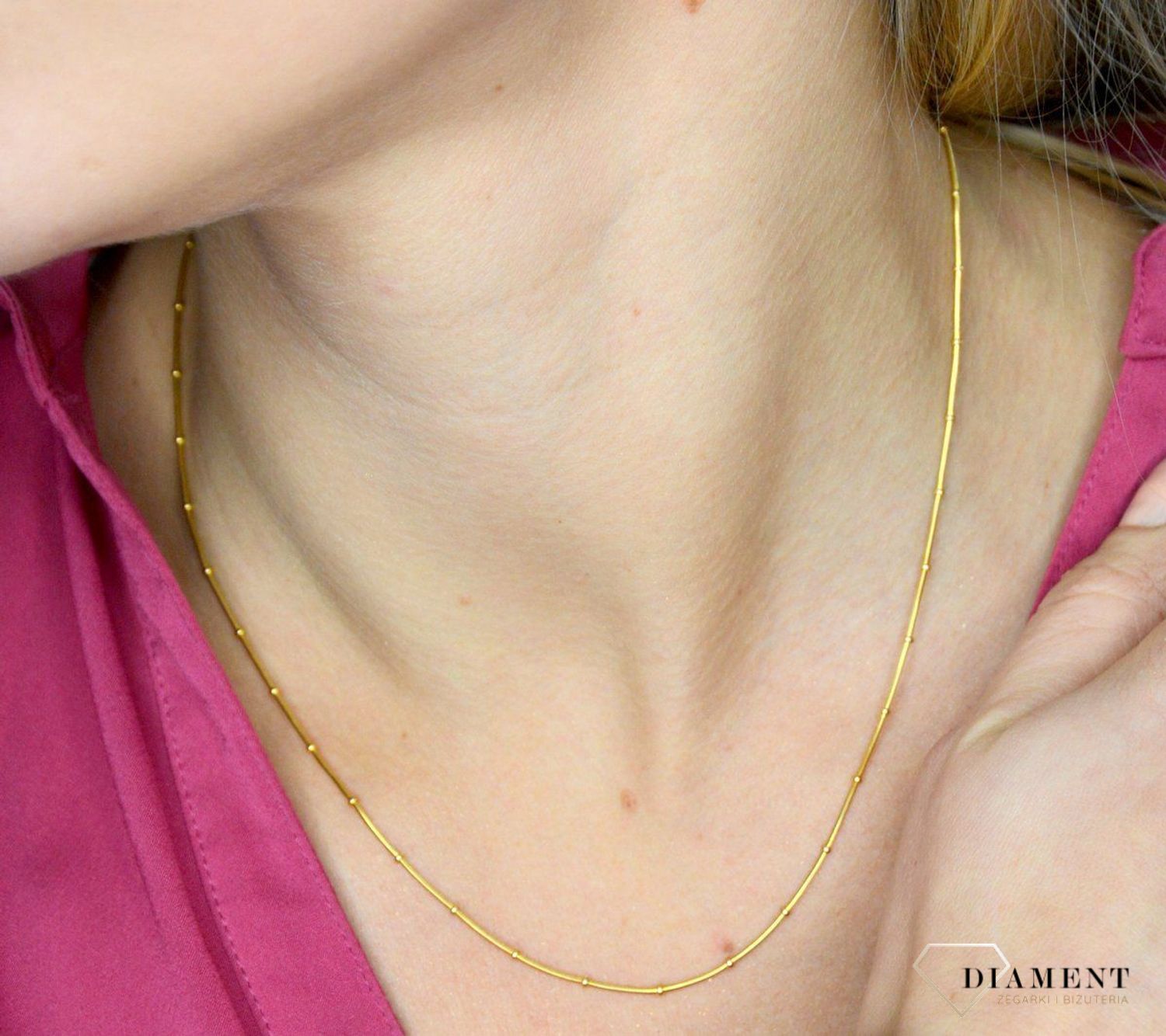 Złoty łańcuszek 585 linka z kuleczkami 1,5 mm DIA-LAN-1215-585 1,5mm ✅ Złoty łańcuszek o klasycznym splocie linki ozdobiony drobnymi, malutki kuleczkami.jpg